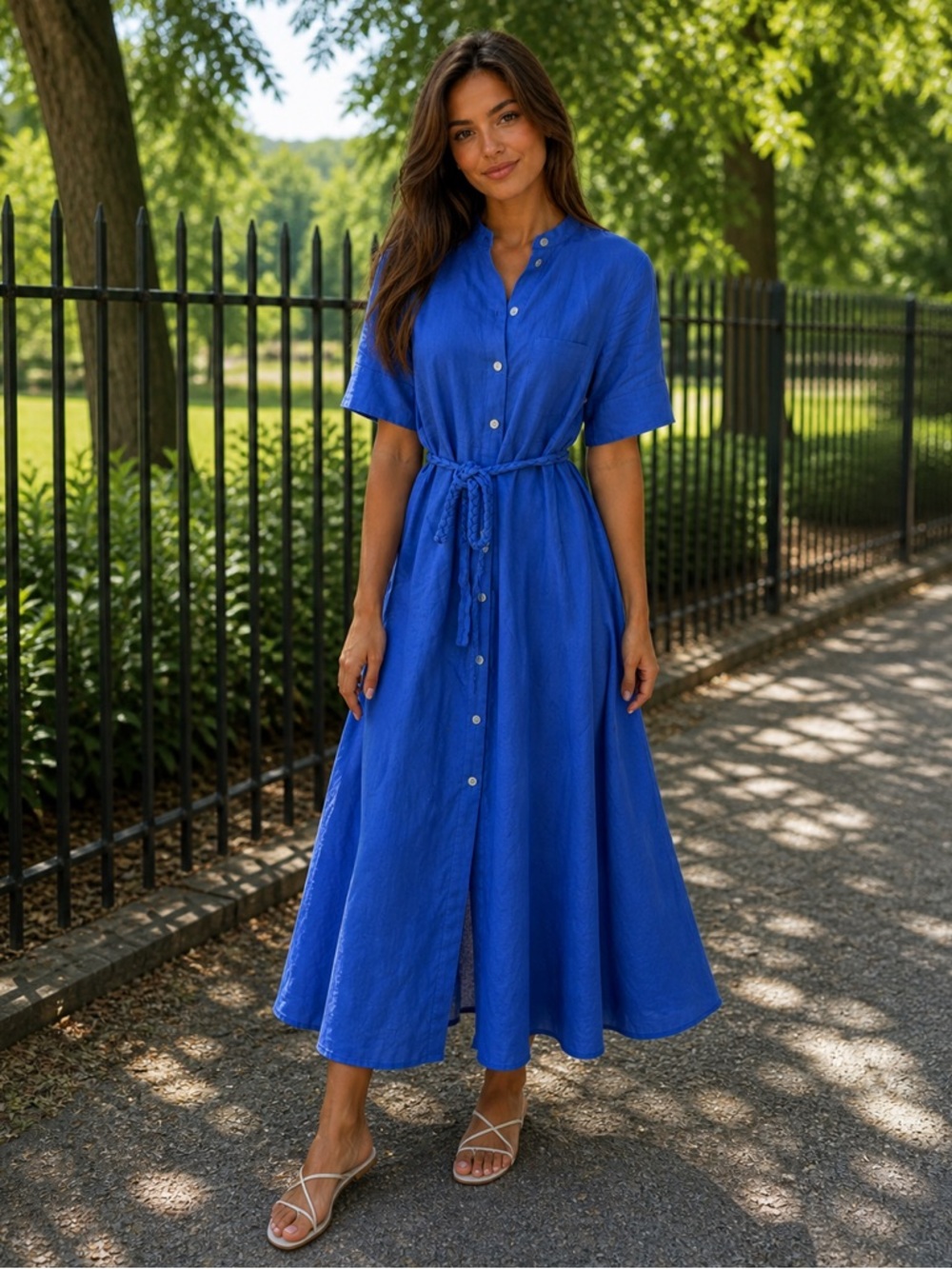 Belize Linen Maxi Shirt Dress